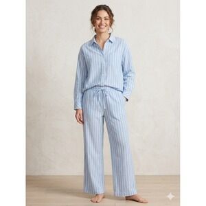 Women's Classic 2 Pc Auden Blue Striped Button Down Pajama Set Size XXL Nwt